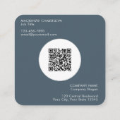Eenvoudige Logo en Tekst QR-code Koolgrijs Vierkante Visitekaartje (Achterkant)