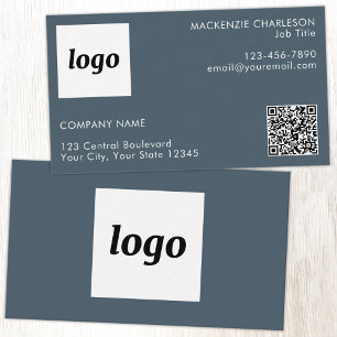 Eenvoudige Logo en Tekst QR Code Koolgrijs Visitekaartje