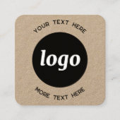 Eenvoudige Logo en Tekst QR Code Kraft Vierkante Visitekaartje (Voorkant)