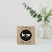 Eenvoudige Logo en Tekst QR Code Kraft Vierkante Visitekaartje (Staand voorkant)