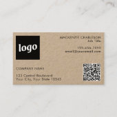 Eenvoudige Logo en Tekst QR Code Kraft Visitekaartje (Voorkant)
