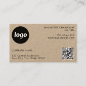 Eenvoudige Logo en Tekst QR Code Kraft Visitekaartje (Voorkant)