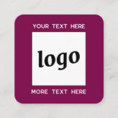 Eenvoudige Logo en Tekst QR Code Magenta Cherry Pi Vierkante Visitekaartje (Voorkant)