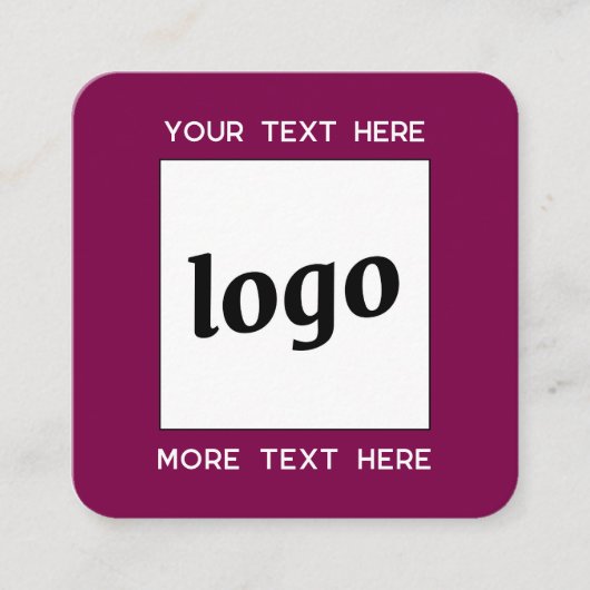 Eenvoudige Logo en Tekst QR Code Magenta Cherry Pi Vierkante Visitekaartje (Voorkant)