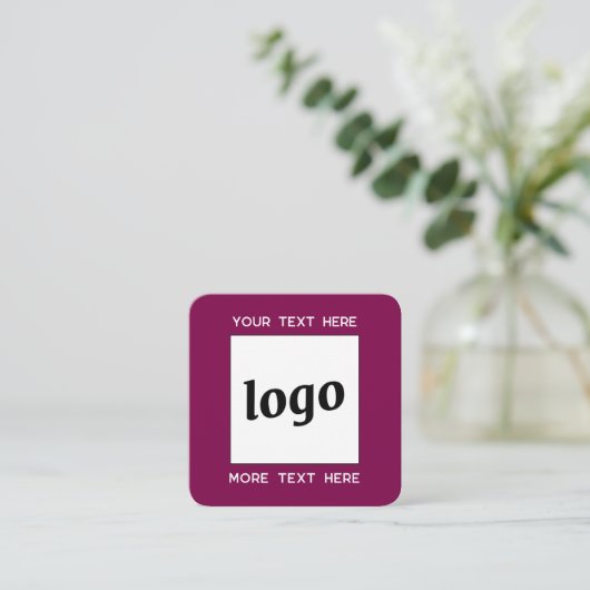 Eenvoudige Logo en Tekst QR Code Magenta Cherry Pi Vierkante Visitekaartje (Staand voorkant)