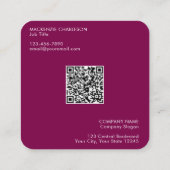Eenvoudige Logo en Tekst QR Code Magenta Cherry Pi Vierkante Visitekaartje (Achterkant)