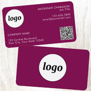 Eenvoudige Logo en Tekst QR Code Magenta Roze Visitekaartje