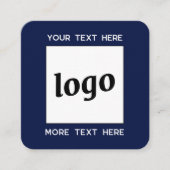 Eenvoudige Logo en Tekst QR Code Navy Blue Vierkante Visitekaartje (Voorkant)