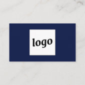 Eenvoudige Logo en Tekst QR Code Navy Blue Visitekaartje (Achterkant)