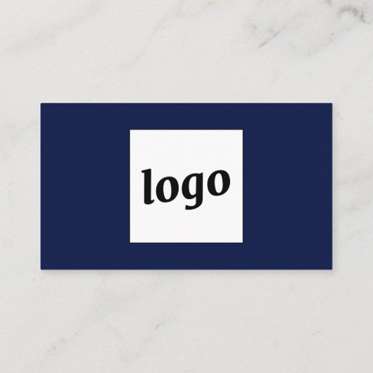 Eenvoudige Logo en Tekst QR Code Navy Blue Visitekaartje (Achterkant)