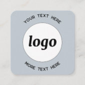 Eenvoudige Logo en tekst QR Code Poeder Blauw Vierkante Visitekaartje (Voorkant)