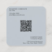 Eenvoudige Logo en tekst QR Code Poeder Blauw Vierkante Visitekaartje (Achterkant)