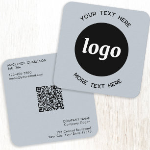 Eenvoudige Logo en tekst QR Code Poeder Blauw Vierkante Visitekaartje