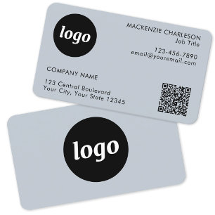 Eenvoudige Logo en tekst QR Code Poeder Blauw Visitekaartje