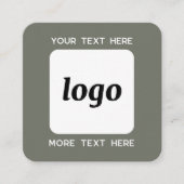 Eenvoudige Logo en Tekst QR Code Sage Groen Vierkante Visitekaartje (Voorkant)