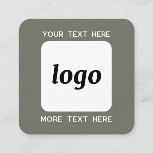 Eenvoudige Logo en Tekst QR Code Sage Groen Vierkante Visitekaartje (Voorkant)