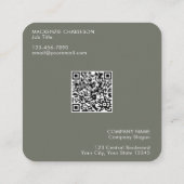 Eenvoudige Logo en Tekst QR Code Sage Groen Vierkante Visitekaartje (Achterkant)