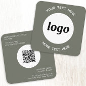 Eenvoudige Logo en Tekst QR Code Sage Groen Vierkante Visitekaartje