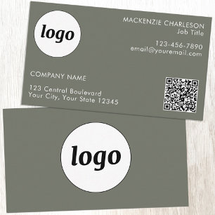 Eenvoudige Logo en Tekst QR Code Sage Groen Visitekaartje