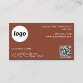 Eenvoudige Logo en Tekst QR Code Terracotta Visitekaartje (Voorkant)
