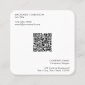Eenvoudige Logo en Tekst QR Code Vierkante Visitekaartje (Achterkant)