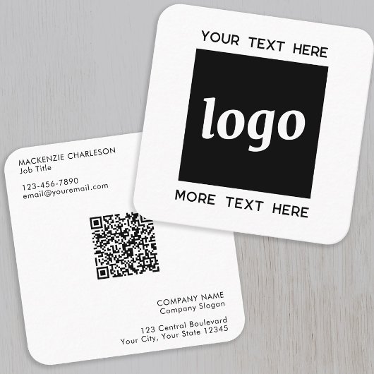 Eenvoudige Logo en Tekst QR-code Vierkante Visitekaartje