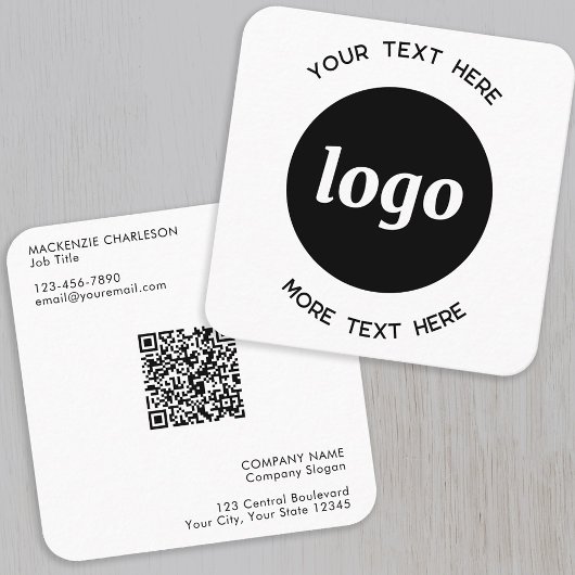 Eenvoudige Logo en Tekst QR Code Vierkante Visitekaartje