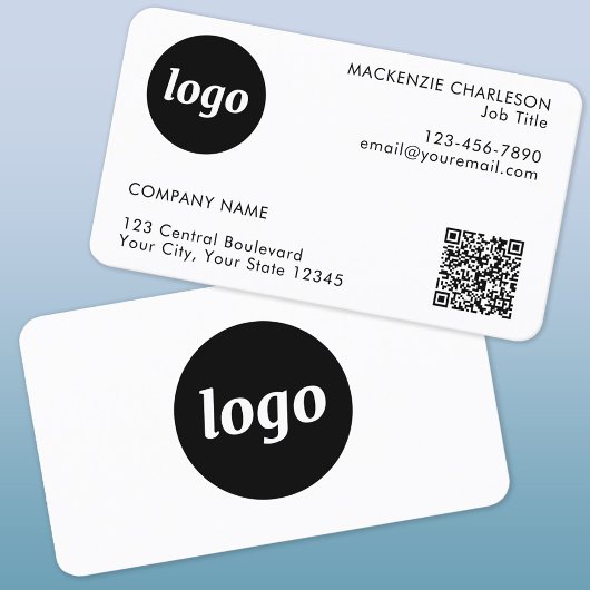 Eenvoudige Logo en Tekst QR Code Visitekaartje