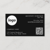 Eenvoudige Logo en Tekst QR Code Zwart Visitekaartje (Voorkant)