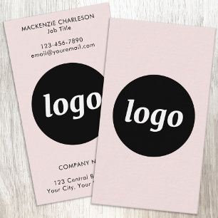Eenvoudige Logo en Tekst Verticaal Blush Roze Visitekaartje