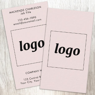 Eenvoudige Logo en Tekst Verticaal Blush Roze Visitekaartje