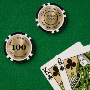 Eenvoudige Logo en Tekst Zakelijk Goud Promotionee Poker Chips