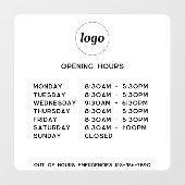 Eenvoudige Logo en Tekst Zakelijke Openingsuren Raamsticker (Vel)