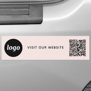 Eenvoudige Logo en Tekst Zakelijke QR Code Roze Bumpersticker