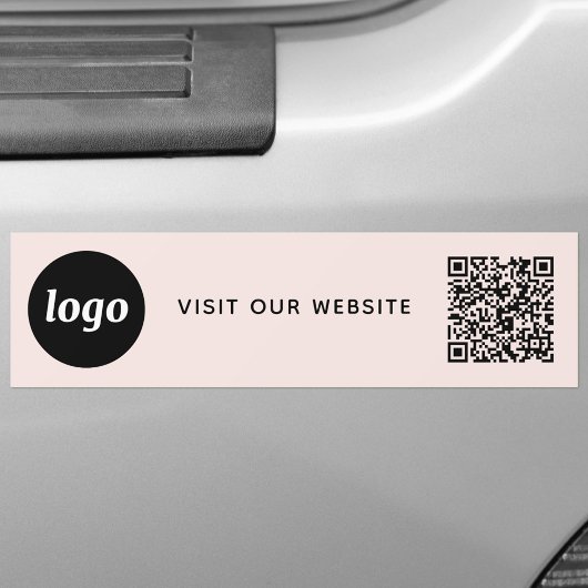 Eenvoudige Logo en Tekst Zakelijke QR Code Roze Bumpersticker