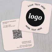 Eenvoudige Logo- en tekstcode: Blush roze Vierkante Visitekaartje
