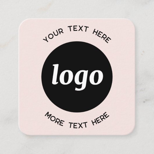 Eenvoudige Logo- en tekstcode: Blush roze Vierkante Visitekaartje (Voorkant)