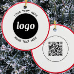 Eenvoudige Logo- en tekstcode Keramisch Ornament<br><div class="desc">Eenvoudige minimalistische logo en aangepaste tekst met QR-code om uw bedrijf in de winterse Feestdagen te promoten. Vervang de logo,  QR-code en tekst door uw eigen code om aan te passen en wijzig de achtergrond- en tekstkleur om aan te passen aan uw eigen branding.</div>