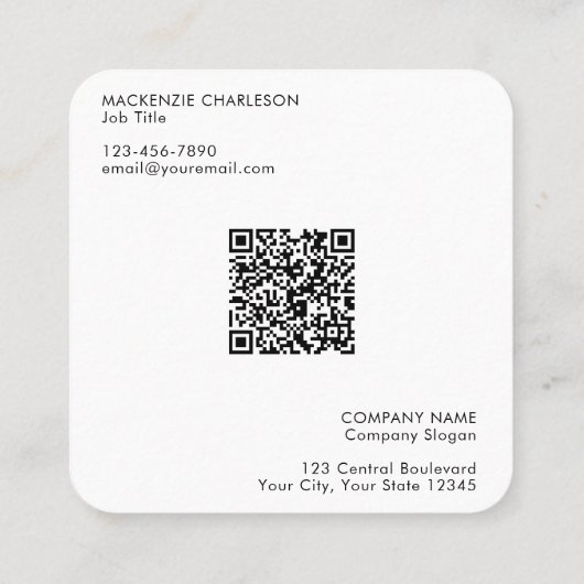 Eenvoudige Logo- en tekstcode Vierkante Visitekaartje (Achterkant)
