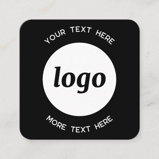 Eenvoudige Logo- en tekstcode zwart Vierkante Visitekaartje (Voorkant)