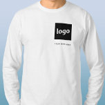 Eenvoudige Logo- en teksthandel T-shirt<br><div class="desc">Voeg uw logo en tekst toe aan dit moderne promotionele bedrijfsontwerp. Geweldig voor werknemersuniformen,  shows en bedrijfsevenementen,  of om weg te geven aan uw klanten en klanten als promotionele items. Kies een basiskleur om uw merknaam voor kleine bedrijven weer te geven en verwijder de tekst als u dat wilt.</div>