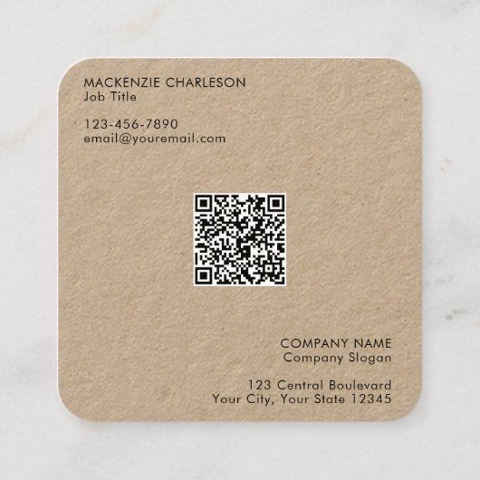 Eenvoudige Logo- en tekstkraft Vierkante Visitekaartje (Achterkant)