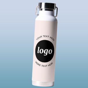 Eenvoudige Logo- en tekstroze Waterfles