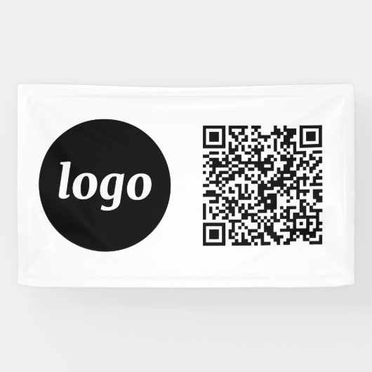 Eenvoudige Logo en zakelijke QR-code Spandoek (Horizontaal)