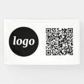 Eenvoudige logo en zakelijke QR-code Spandoek (Horizontaal)