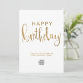 Eenvoudige Logo Faux Gold Glitter Happy Birthday K Kaart (Staand voorkant)