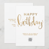 Eenvoudige Logo Faux Gold Glitter Happy Birthday K Kaart (Voorkant / Achterkant)