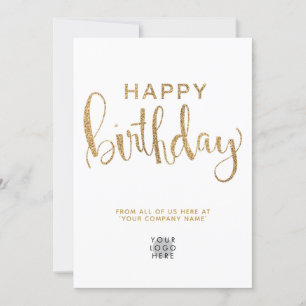 Eenvoudige Logo Faux Gold Glitter Happy Birthday K Kaart