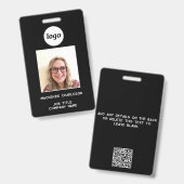Eenvoudige Logo Foto ID QR Code Naambord Badge (Voor- en achterkant)
