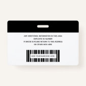 Eenvoudige Logo Foto-streepjescode ID werknemer Badge (Achterkant)